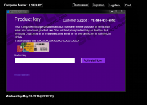 Fake Windows Product Key Screen